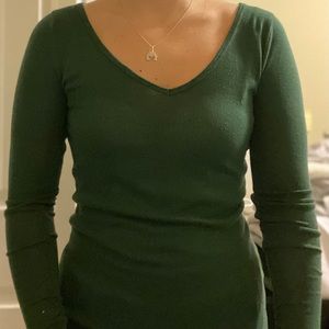 Emerald green v neck shirt